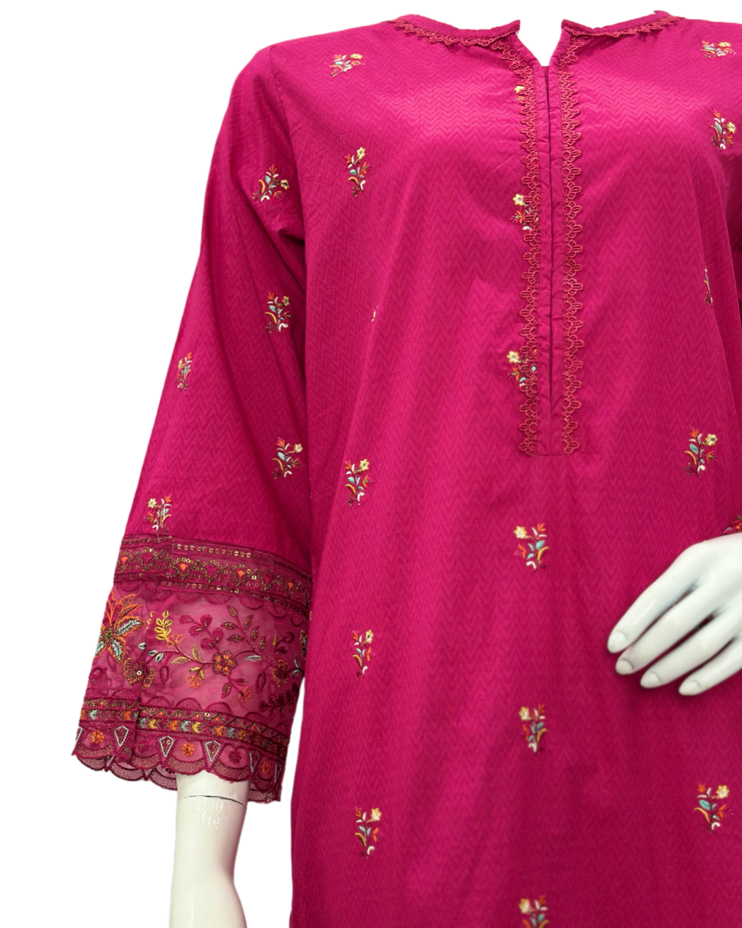 Saffron Embroidered 3 piece Suit-Pink