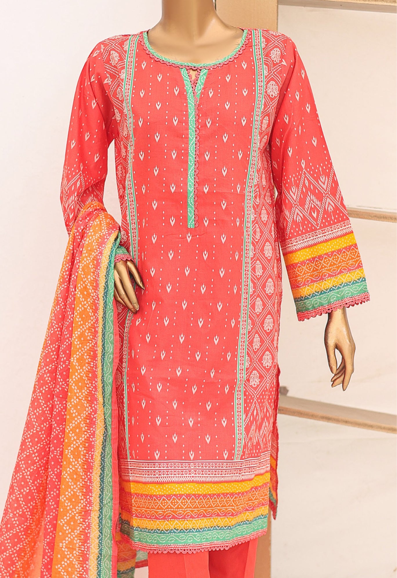 3 Piece Printed Lawn Suit-STPLS006