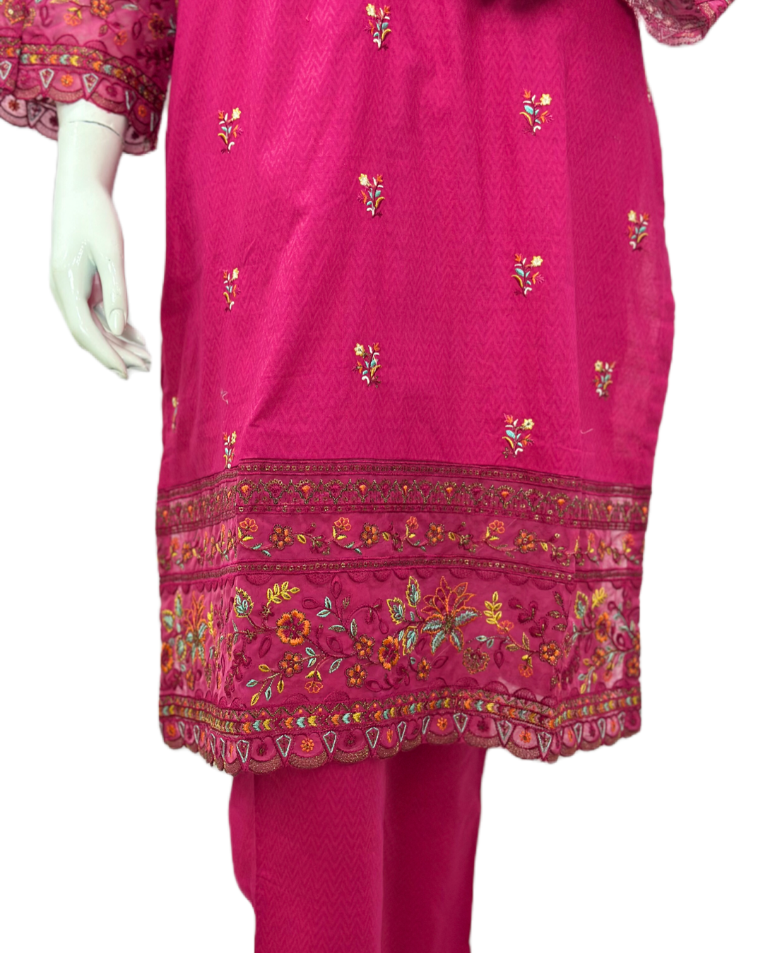 Saffron Embroidered 3 piece Suit-Pink