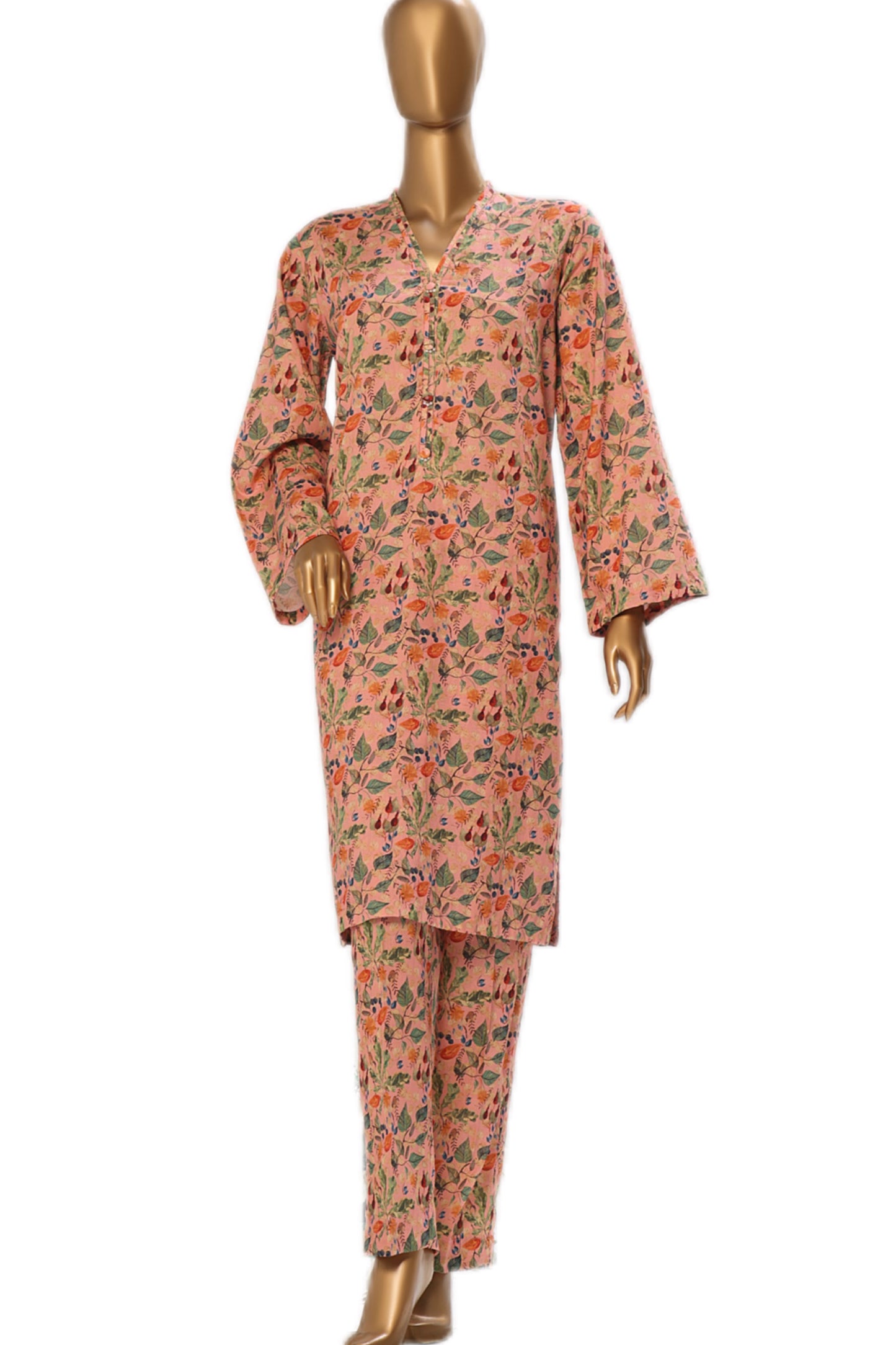 ST Soft-Peach Elegant Floral Print Co-ord Set - 2 Piece