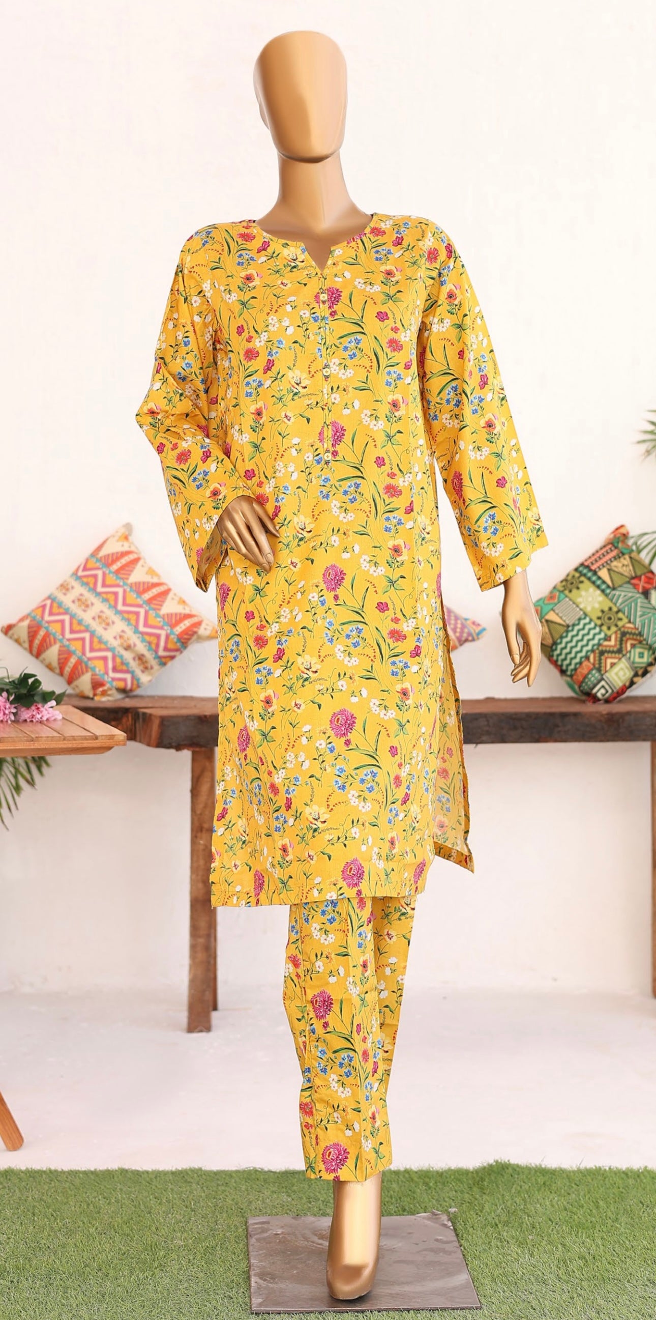 ST Vibrant Yellow Floral Print Sunshine Bloom Co-ords 2-Piece