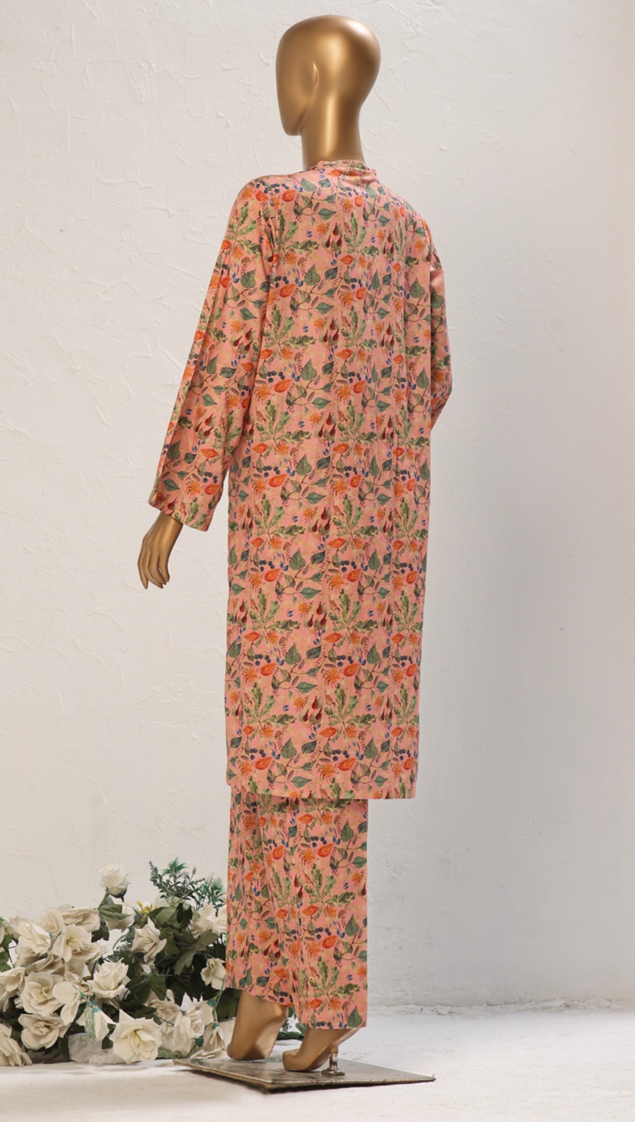 ST Soft-Peach Elegant Floral Print Co-ord Set - 2 Piece